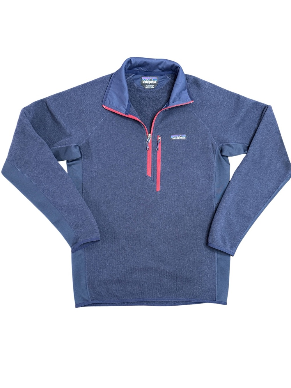 Patagonia Men's Performance Better Sweater 1/4 Zip - Navy/Red Medium